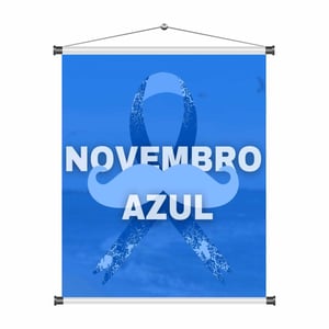 Banner Novembro Azul mod453 Lona 440gr  4x0 Fosco Cordão e bastão 