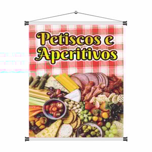 Banner Petiscos e Aperitivos mod506 Lona 440gr  4x0 Fosco Cordão e bastão 