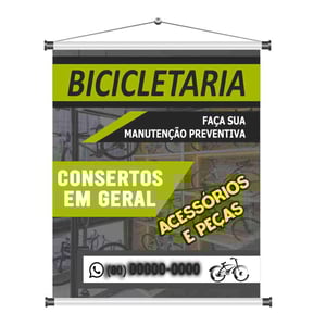Banner Bicicletaria mod502 Lona 440gr  4x0 Fosco Cordão e bastão 