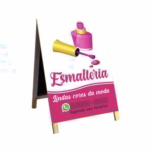 Cavalete Esmalteria mod147 Madeira 90x60 Frente e Verso Lona Dupla Face 