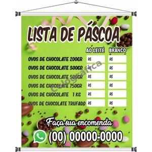 Banner Lista de Páscoa mod217 Lona 440gr  4x0 Fosco Cordão e bastão 