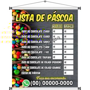 Banner Lista de Páscoa mod218 Lona 440gr  4x0 Fosco Cordão e bastão 