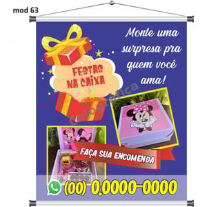 Banner Vende-se \"Festa na Caixa\" mod212 Lona 440gr  4x0 Fosco Cordão e bastão 