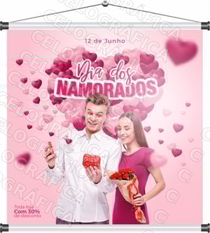 Banner Desconto Dia dos Namorados mod331 Lona 440gr  4x0 Fosco Cordão e bastão 