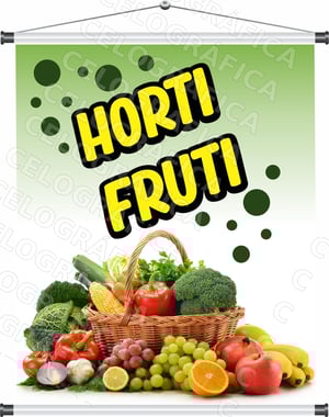 Banner HortiFrúti mod319 Lona 440gr  4x0 Fosco Cordão e bastão 