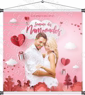 Banner Semana dos Namorados mod330 Lona 440gr  4x0 Fosco Cordão e bastão 