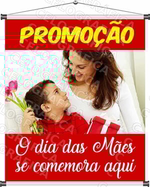 Banner Promoção Dia das Mães mod324 Lona 440gr  4x0 Fosco Cordão e bastão 