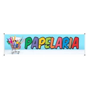Faixa Papelaria mod126 Lona 440gr  4x0 Fosco bastão e ilhos 