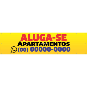 Faixa Aluga-se Apartamentos mod55 Lona 440gr  4x0 Fosco bastão e ilhos 