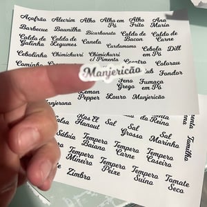 74 Etiquetas / Adesivos Para Porta Temperos e Condimentos feito em Adesivo Vinil à Prova D\'Água