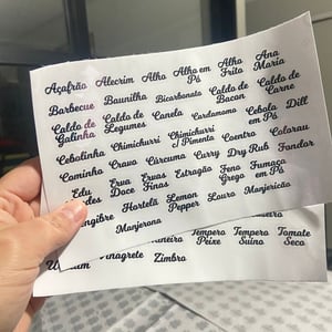 74 Etiquetas / Adesivos Para Porta Temperos e Condimentos feito em Adesivo Vinil à Prova D\'Água