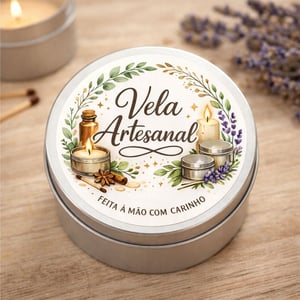 Adesivo Redondo para Vela Artesanal – 4,5 cm Vinil Branco 4,5x4,5cm    