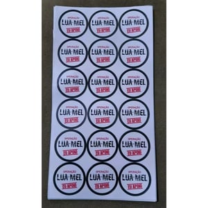 Cartela de Adesivos - Casamento Operação Lua de Mel Adesivo Vinil 3,5x3,5cm    