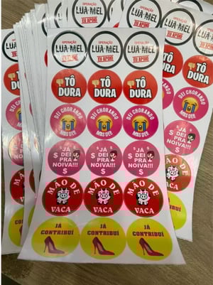 Cartela de Adesivos - Casamento Hora Do Sapatinho Adesivo Vinil 3,5x3,5cm    