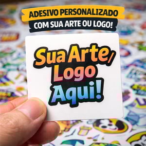 Adesivo em Vinil Branco Quadrado - 5cm com sua arte ou logo Adesivo Vinil Branco 5x5cm    