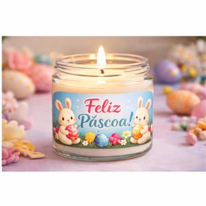 Adesivo de Pascoa para Vela - 5x2,5cm Adesivo Vinil Branco 5x2,5cm    