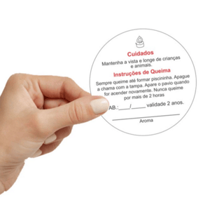 ADESIVO PARA VELA COM ESPAÇO PARA O AROMA - 4 cm Adesivo Vinil Branco 4x4cm    
