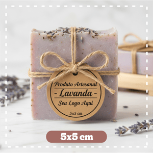 Tag em Kraft Arte Personalizada Kraft 200g 5x5cm   Corte Redondo 