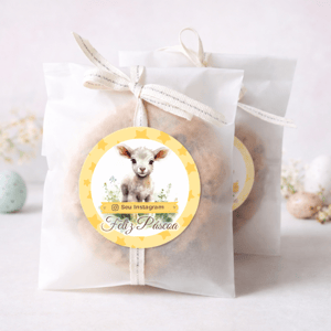 Etiquetas Adesivas Personalizadas Páscoa 5x5cm Vinil Branco 5x5 cm   Verniz Localizado 
