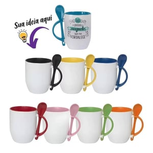 caneca de porcelana com colher