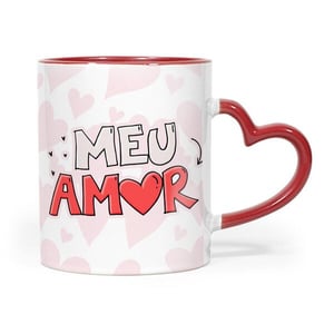 Caneca Alça Coração Personalizada Porcelana 96x150mm Impressão Colorida Sublimação  