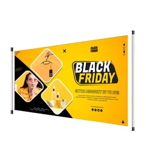 Mega Faixa em lona 320g Lona 320g Trama 1000x1000 4x0 Impressão Eco Solvente Bastão nas laterais, Ponteira e Reforço 