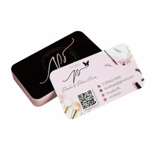 Cartão de visita 4 cantos arredondados Couchê 300g 9x5cm 4x4 Laminação Fosca e Verniz Localizado F/V 4 Cantos Arredondados 