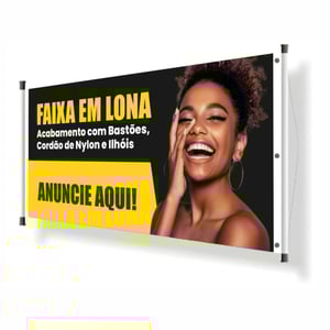 Faixa em lona 320g Lona 320g Trama 1000x1000 4x0 Brilho ou Fosco Corte Reto 