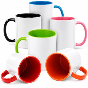 Caneca de Porcelana Interior e Alça Colorida