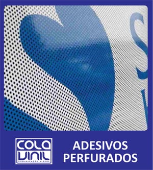 Adesivo PERFURADO Vinil Promocional 08 Brilho Tamanhos Variados 4x0 Eco-Solvente Refile 
