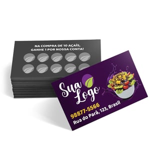 Cartão Fidelidade 4x1 Couchê 250g 9x5cm 4x1 Verniz Total Brilho Corte Reto 