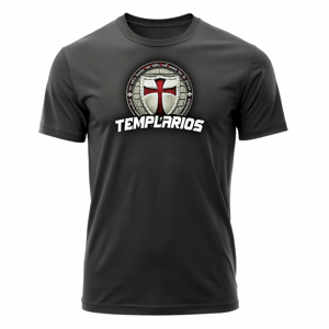 Camiseta TEMPLARIOS - SC Algodão Fio 30 180gr.  Cor Preta  Estampa aplicada em DTF 