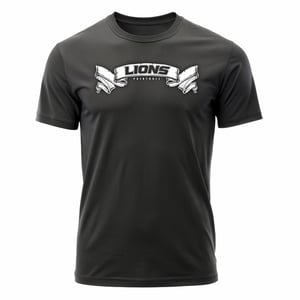 Camiseta LIONS - GO Algodão Fio 30 180gr.  Cor Preta  Estampa aplicada em DTF 