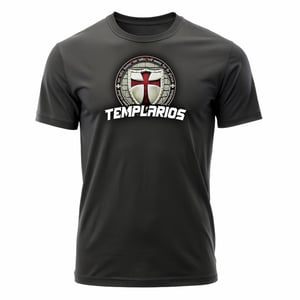 Camiseta TEMPLARIOS - SC Algodão Fio 30 180gr.  Cor Preta  Estampa aplicada em DTF 