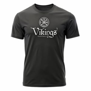 Camiseta VIKINGS - GO Algodão Fio 30 180gr.  Cor Preta  Estampa aplicada em DTF 