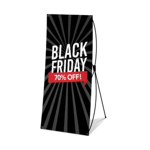 Porta Banner X2 Completo 0,80 × 1,80 m Eco Photo Mate Film Premium 240g 0,80 x 1,80 m Impressão colorida em alta definição com tintas originais EPSON  Corte reto com ilhoses 