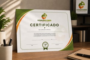 Certificado padrão (A4)   Impressão colorida comum em papel couchê 150g, horientação paisagem   