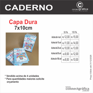 Caderno capa dura 7x10 (100 folhas)
