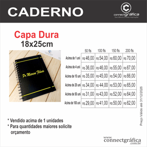 Caderno capa dura 18x25 (200 folhas)