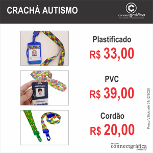 Crachá Autismo PVC + Cordão 20mm