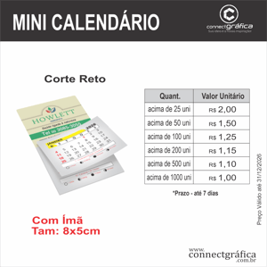 Ímã de geladeira com calendário