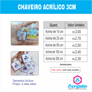 Chaveiro acrílico