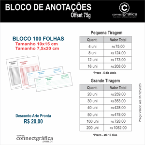 Bloco de Anotação 10x15cm