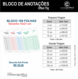 Bloco de Anotação 15x21cm