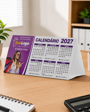 Calendário de mesa triangular