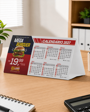 Calendário de mesa triangular