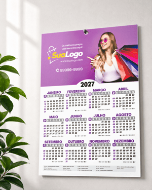 Calendário de parede com furo 19x27cm