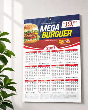Calendário de parede com furo 19x27cm