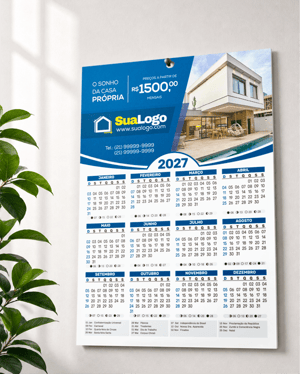 Calendário de parede com furo 19x27cm