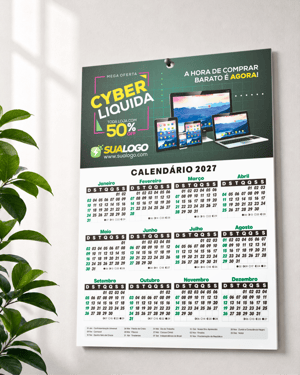 Calendário de parede com furo 27x34cm